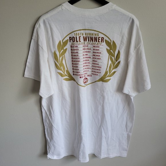 NWT Indycar 2022 Indy 500 White Short Sleeve With The Starting Grid On Back - Picture 8 of 9